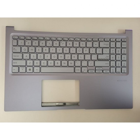 Carcasa superioara cu tastatura palmrest compatibila Laptop, Asus, VivoBook 15 D1502I, D1502IA, D1502Y, D1502YA, D1502Q, D1502QA, 90NB0Y52-R30UI0, 13N1-EDA0202, 13NB0VX2P03012-3, iluminata, albastru argintiu, layout US