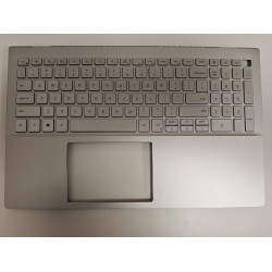 Carcasa superioara cu tastatura palmrest Laptop, Dell, Inspiron 15 5505, P102F, P102F004, 6XCC3, 06XCC3, 442.0KU05.0002-1, iluminata, argintie, layout US