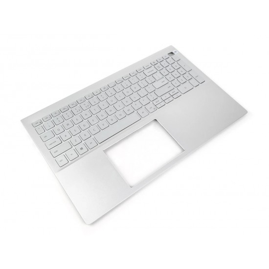 Carcasa superioara cu tastatura palmrest Laptop, Dell, Inspiron 15 5505, P102F, P102F004, 6XCC3, 06XCC3, 442.0KU05.0002-1, iluminata, argintie, layout US