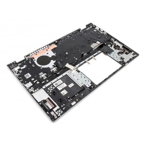 Carcasa superioara cu tastatura palmrest Laptop, Dell, Inspiron 15 5505, P102F, P102F004, 6XCC3, 06XCC3, 442.0KU05.0002-1, iluminata, argintie, layout US