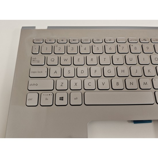Carcasa superioara cu tastatura palmrest Laptop, Asus, VivoBook 15 X509F, X509FA, X509FAC, X509FB, X509FJ, X509FL, 90NB0MZ1-R36US2, 13NB0MZ1P04016-3, 39XKRTAJN30, 13NB0MZ0M06X11, X509FA-1S, argintie, layout US