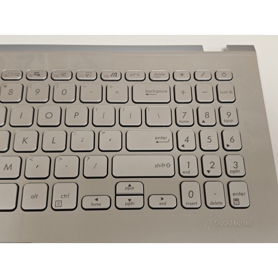 Carcasa superioara cu tastatura palmrest Laptop, Asus, VivoBook 15 X509F, X509FA, X509FAC, X509FB, X509FJ, X509FL, 90NB0MZ1-R36US2, 13NB0MZ1P04016-3, 39XKRTAJN30, 13NB0MZ0M06X11, X509FA-1S, argintie, layout US