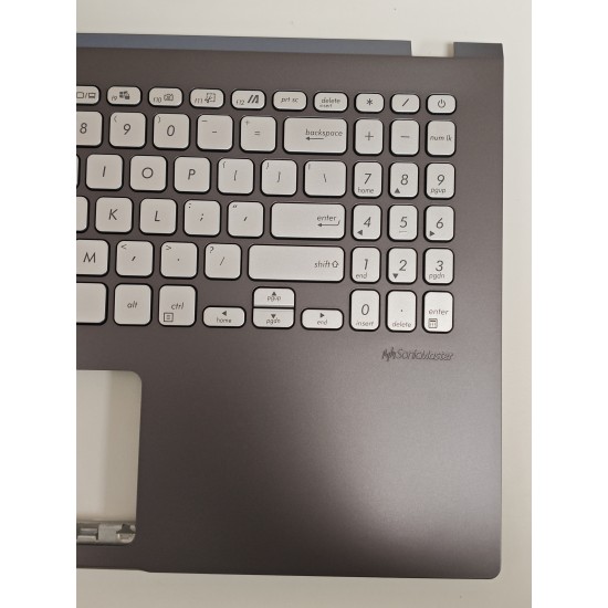 Carcasa superioara cu tastatura palmrest Laptop, Asus, VivoBook 15 S509D, S509DA, S509F, S509FA, S509J, S509JA, S509JB, S509U, S509UA, 90NB0P22-R33US0, 13NB0MZ2P02017-3, 13NB0MZ0M05X11, 13N1-AHA0D11, X509DJ-1G, iluminata, gri, layout US