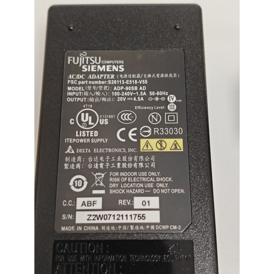Incarcator Laptop, Fujitsu, Siemens ADP-90SB AD, S26113-E518-V55, 20V, 4.5A, 90W, mufa 5.5x2.5mm