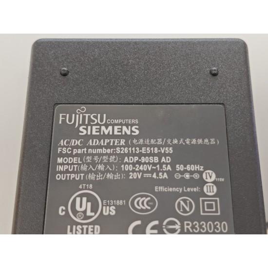 Incarcator Laptop, Fujitsu, Siemens ADP-90SB AD, S26113-E518-V55, 20V, 4.5A, 90W, mufa 5.5x2.5mm