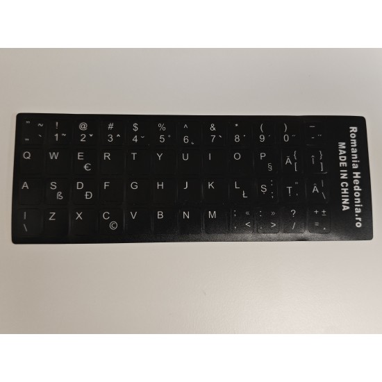 Sticker tastatura negru layout romana (ro) pentru caractere cu diacritice