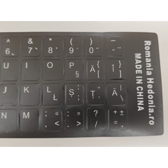 Sticker tastatura negru layout romana (ro) pentru caractere cu diacritice