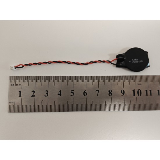 Baterie bios Laptop, CR2032, 3V, 220mAh, 8.5cm, negru si rosu, 2 pini