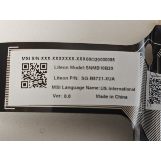 Tastatura Laptop Gaming, MSI, Prestige 16 Evo B2HMG, MS-15A1, iluminata, 6 pini, neagra, layout US