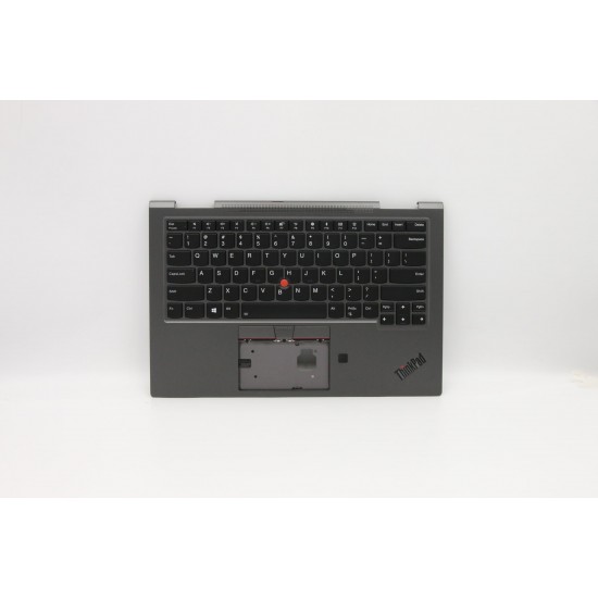 Carcasa superioara cu tastatura palmrest Laptop, Lenovo, ThinkPad X1 Yoga 4th Type 20QF, 20QG, 20SA, 20SB, 5M10V24917, 5M10V24953, AM1AF000C00, iluminata, Iron Grey, layout US