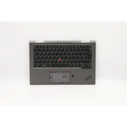 Carcasa superioara cu tastatura palmrest Laptop, Lenovo, ThinkPad X1 Yoga 4th Type 20QF, 20QG, 20SA, 20SB, 5M10V24944, AM1AF000L00, iluminata, Iron Grey, layout UK