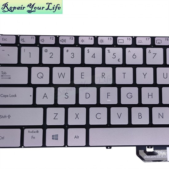 Tastatura Laptop, Asus, ZenBook 14X UN5401R, UN5401RA, UN5401Q, UN5401QA, iluminata, argintie, layout US