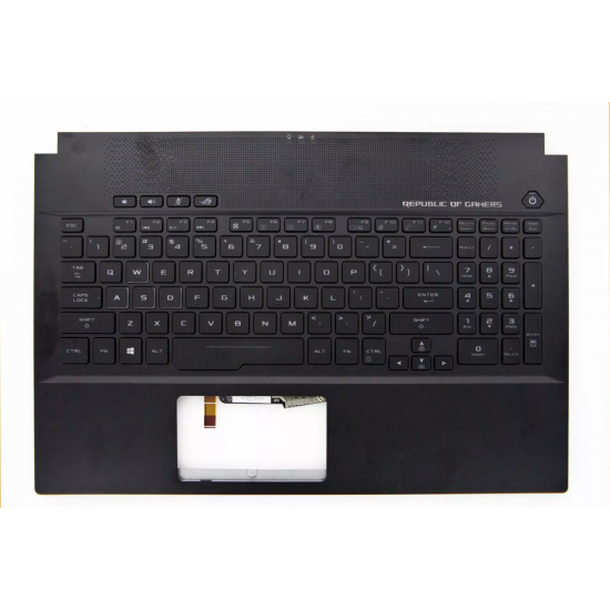 Carcasa superioara cu tastatura palmrest Laptop Gaming, Asus, ROG Zephyrus GM501G, GM501GM, GM501GS, 90NR00F2-R31US0, 13NR0031AM0111, 13N1-4MA0311, 0KN1-4L2GE11, GM501GM-2A, iluminata, RGB 4 Zone, neagra, layout US