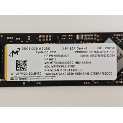Solid State Drive (SSD) Micron, 512GB, PCIe Gen 4.0 x 4, NVMe M.2, MTFDKBA512TGD-1BK1AABHA, 8000 MB/s, 4100 MB/s, Laptop/Desktop