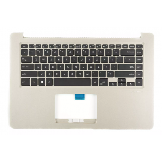 Carcasa superioara cu tastatura palmrest Laptop, Asus, VivoBook 15 S510Q, S510QA, 90NB0GS7-R31290, 13NB0FYH7AP0331, 39XKGTCJNA0, 13NB0FY2P03111-1, iluminata, aurie, layout US