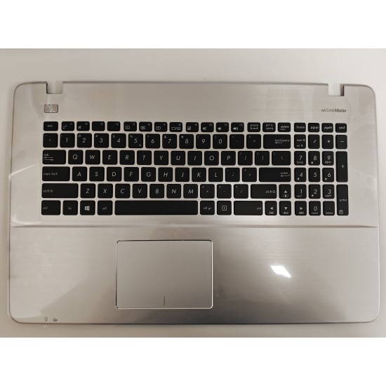 Carcasa superioara cu tastatura palmrest Laptop, Asus, K751L, K751LA, K751LAB, K751LB, K751LD, K751LDB, K751LJ, 90NB08D5-R31UI0, 13NB04I5P01011, 13N0-TYA0211, X751LJ-3C, argintie, layout US