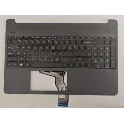 Carcasa superioara cu tastatura palmrest Laptop, HP, 15S-FQ, TPN-Q222, FA0P5002010, iluminata, gri, layout US