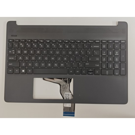 Carcasa superioara cu tastatura palmrest Laptop, HP, 15S-FQ, TPN-Q222, FA0P5002010, iluminata, gri, layout US