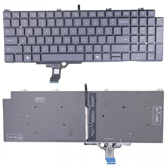 Tastatura Laptop, Dell, Pro Max 16 MC16255, P136F, P136F002, iluminata, neagra, layout US