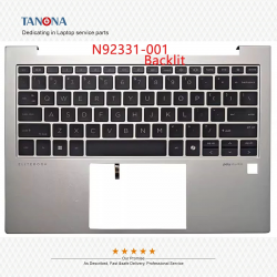 Carcasa superioara cu tastatura palmrest Laptop, HP, EliteBook 830 G11, 835 G11, N92331-001, N92331-B31, 6070B2224301, iluminata, argintie, layout US