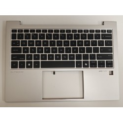 Carcasa superioara cu tastatura palmrest Laptop, HP, EliteBook 830 G11, 835 G11, N92331-001, N92331-B31, 6070B2224301, iluminata, argintie, layout US