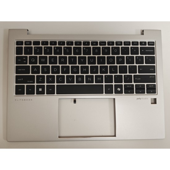Carcasa superioara cu tastatura palmrest Laptop, HP, EliteBook 830 G11, 835 G11, N92331-001, N92331-B31, 6070B2224301, iluminata, argintie, layout US