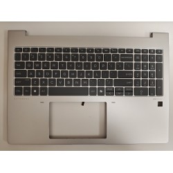 Carcasa superioara cu tastatura palmrest Laptop, HP, EliteBook 665 G11, N95987-001, 3AD520000, 3BD520000, iluminata, argintie, layout US