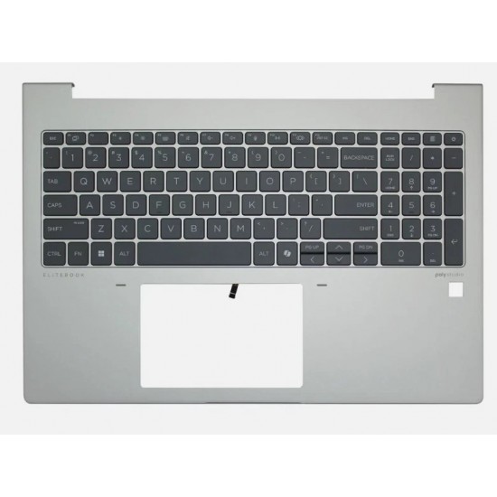 Carcasa superioara cu tastatura palmrest Laptop, HP, EliteBook 665 G11, N95987-001, 3AD520000, 3BD520000, iluminata, argintie, layout US