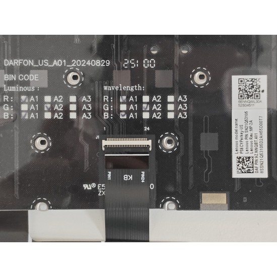 Tastatura Laptop, Lenovo, Legion Pro 5 16IAX10 Type 83F3, iluminata, RGB Per Key, 24 pini, alba, layout US