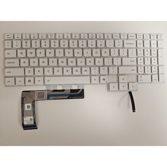 Tastatura Laptop, Lenovo, Legion 5 15IRX10 Type 83LY, iluminata, conector 4 pini, alba, layout US