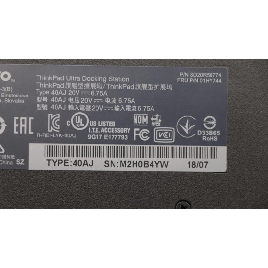 Statie de andocare Docking Station Laptop, Lenovo, ThinkPad T480 Type 20L5, 20L6, Model 40AJ0135EU