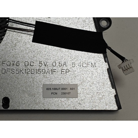 Cooler Laptop 2-in-1, Dell, Inspiron 16 7630, P128F, P128F001, P128F002, 6WR1W, 06WR1W, DFS5K12B159A1F-FQ76, 023.100UT.0001, 5V, 0.5A