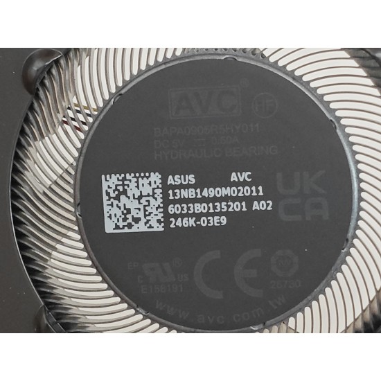 Cooler procesor Laptop, Asus, VivoBook S16 S5606C, S5606CA, S5606K, S5606KA, S5606M, S5606MA, S5606U, S5606UA, S5606W, S5606WA, 13NB1490M02011, BAPA0905R5HY011, 6033B0135201, 5V, 0.5A, CPU