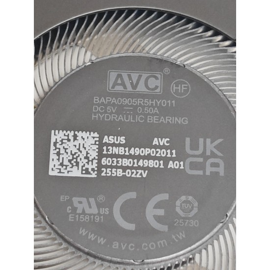 Cooler procesor Laptop, Asus, VivoBook S16 S5606C, S5606CA, S5606K, S5606KA, S5606M, S5606MA, S5606U, S5606UA, S5606W, S5606WA, 13NB1490M02011, BAPA0905R5HY011, 6033B0135201, 5V, 0.5A, CPU