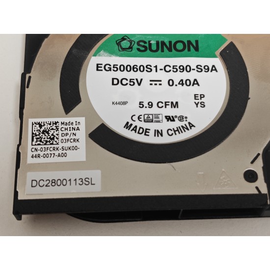 Cooler procesor Laptop, Dell, Precision 5470, P154G, P154G001, P154G002, 3FCRK, 03FCRK, EG50060S1-C590-S9A, DC2800113SL, ND75C89-21F21, DC2800113DL, 5V, 0.4A, CPU