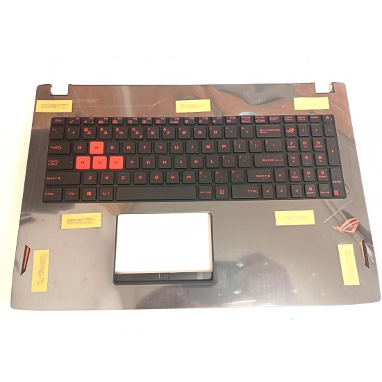 Carcasa superioara cu tastatura palmrest Laptop, Asus, ROG GL502VM-1A, 90NB0DR1-R31UI0, 13NB0DR1AP0101, 13N1-0SA0201, iluminata, neagra, layout US