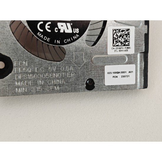 Cooler procesor Laptop, Vostro 5320, P156G, P156G001, 3XMFX, 03XMFX, DFS1503058N0T-FP5Q, 023.100QH.0001, 5V, 0.50A, CPU