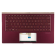 Carcasa superioara cu tastatura palmrest Laptop, Asus, ZenBook 13 UX333F, UX333FA, UX333FN, 90NB0JV6-R31US0, 90NB0JV6-R31UI0, 13NB0JV0P14011, 13N1-6AA0W01, UX333FA-3R, iluminata, rosie purpuliu, layout US