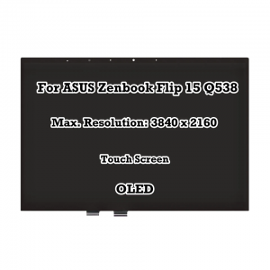 Ansamblu Display compatibil Laptop, Asus, ZenBook Flip 15 UX564E, UX564EH, UX564EI, UX564P, UX564PH, 18210-156101, 18210-15610100, ATNA56WR15, 15.6 inch, OLED, 4K, 3840x2160, touchscreen, 60Hz, 40 pini