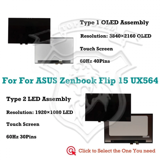 Ansamblu Display compatibil Laptop, Asus, ZenBook Flip 15 Q538E, Q538EI, 18210-156101, 18210-15610100, ATNA56WR15, 15.6 inch, OLED, 4K, 3840x2160, touchscreen, 60Hz, 40 pini
