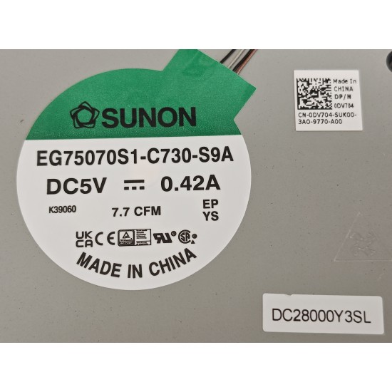 Cooler Laptop, Dell, Precision 7680, P114F, P114F002, DV704, 0DV704, MFWHG, 0MFWHG, EG75070S1-C730-S9A, MG75090V1-C310-S9A, DC28000Y3SL, DC28000Y4SL, 5V, 0.42A