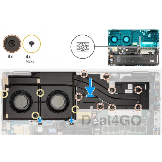 Cooler Laptop, Dell, Precision 7680, P114F, P114F002, DV704, 0DV704, MFWHG, 0MFWHG, EG75070S1-C730-S9A, MG75090V1-C310-S9A, DC28000Y3SL, DC28000Y4SL, 5V, 0.42A