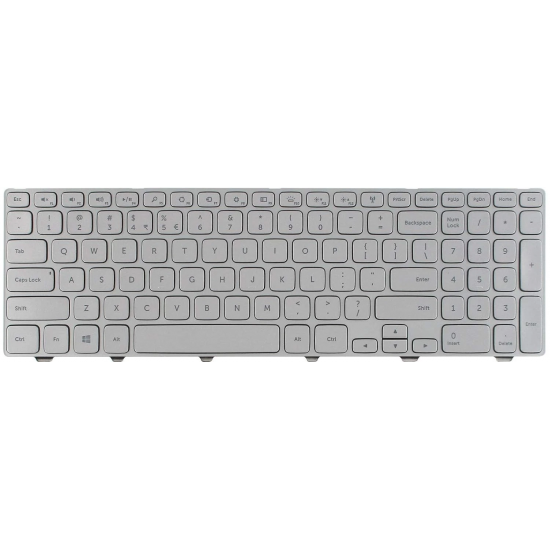 Tastatura Laptop, Dell, Inspiron 15 7537, P36F, P36F001, 87YTJ, 087YTJ, iluminata, argintie, layout US
