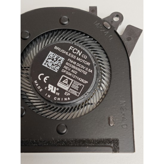 Cooler placa video Laptop, HP, 17-CN, 17T-CN, M53067-001, DFS5K12114262P-FNH8, 6033B0092702, BAPA0606R5HY008, 6033B0093302, Discret, 5V, 0.5A, GPU