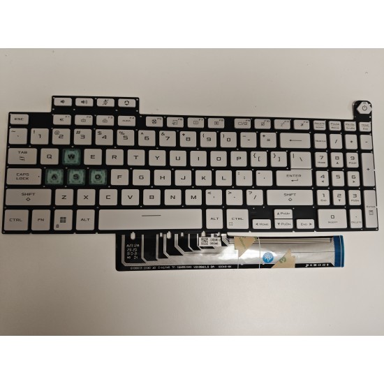 Tastatura Laptop Gaming, Asus, TUF A16 FA607N, FA607NU, FA607P, FA607PI, FA607PV, iluminata, alba, transparent, layout US
