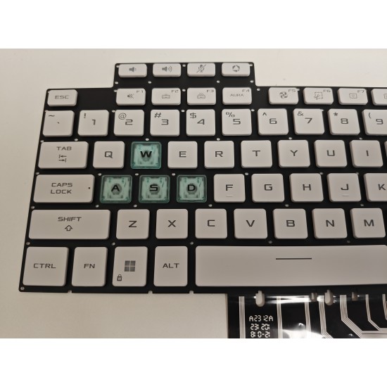 Tastatura Laptop Gaming, Asus, TUF A16 FA607N, FA607NU, FA607P, FA607PI, FA607PV, iluminata, alba, transparent, layout US