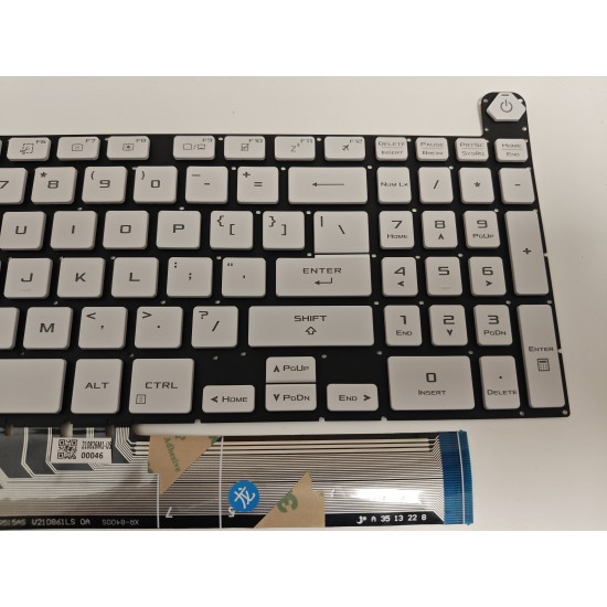 Tastatura Laptop Gaming, Asus, TUF A16 FA607N, FA607NU, FA607P, FA607PI, FA607PV, iluminata, alba, transparent, layout US