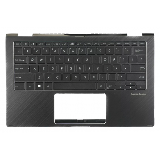 Carcasa superioara cu tastatura palmrest Laptop 2-in-1, Asus, Flip 13 UX362F, UX362FA, 90NB0JC1-R31US0, 13N1-68A0711, UX362FA-2G, iluminata, neagra, layout US
