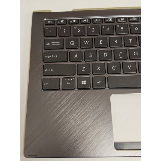 Carcasa superioara cu tastatura palmrest Laptop 2-in-1, Asus, Flip 13 UX362F, UX362FA, 90NB0JC1-R31US0, 13N1-68A0711, UX362FA-2G, iluminata, neagra, layout US