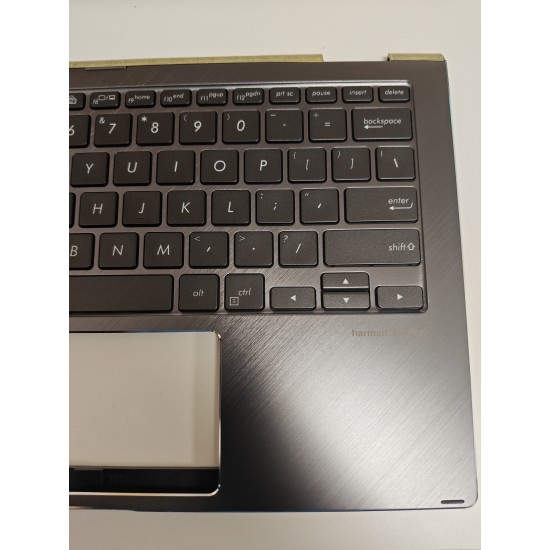 Carcasa superioara cu tastatura palmrest Laptop 2-in-1, Asus, Flip 13 UX362F, UX362FA, 90NB0JC1-R31US0, 13N1-68A0711, UX362FA-2G, iluminata, neagra, layout US